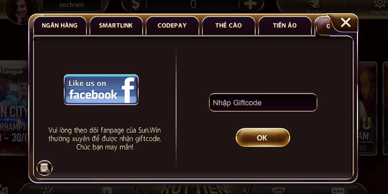 Chơi minigame nhận code quà tặng tại fanpage Sunwin