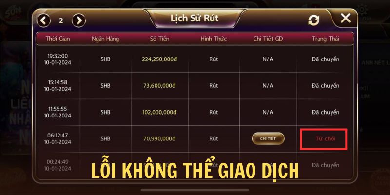 Làm theo những cách trên nếu gặp tình trạng giao dịch thất bại